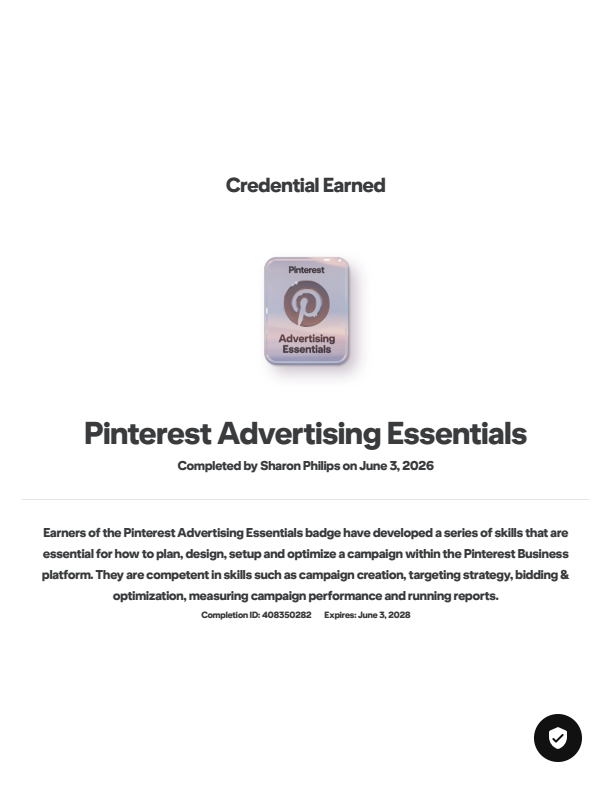 Pinterest Advertising Essentials certificate