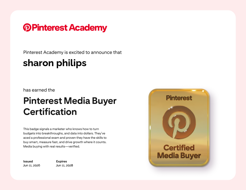 Pinterest Media Buyer Certification certificate